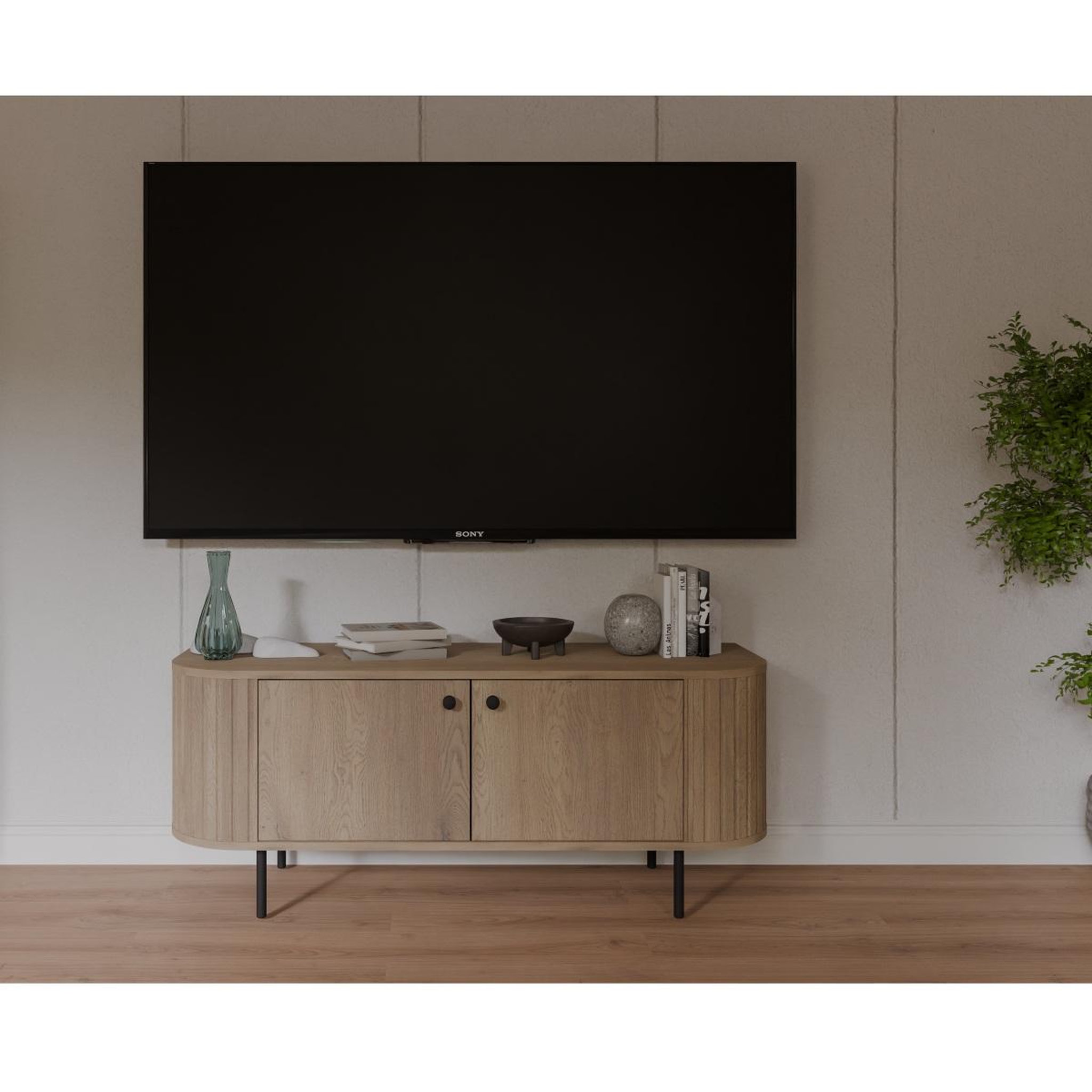 Voir la diapositive 2 : JLC KREATION Meuble tv arrondi en bois 120cm lilio