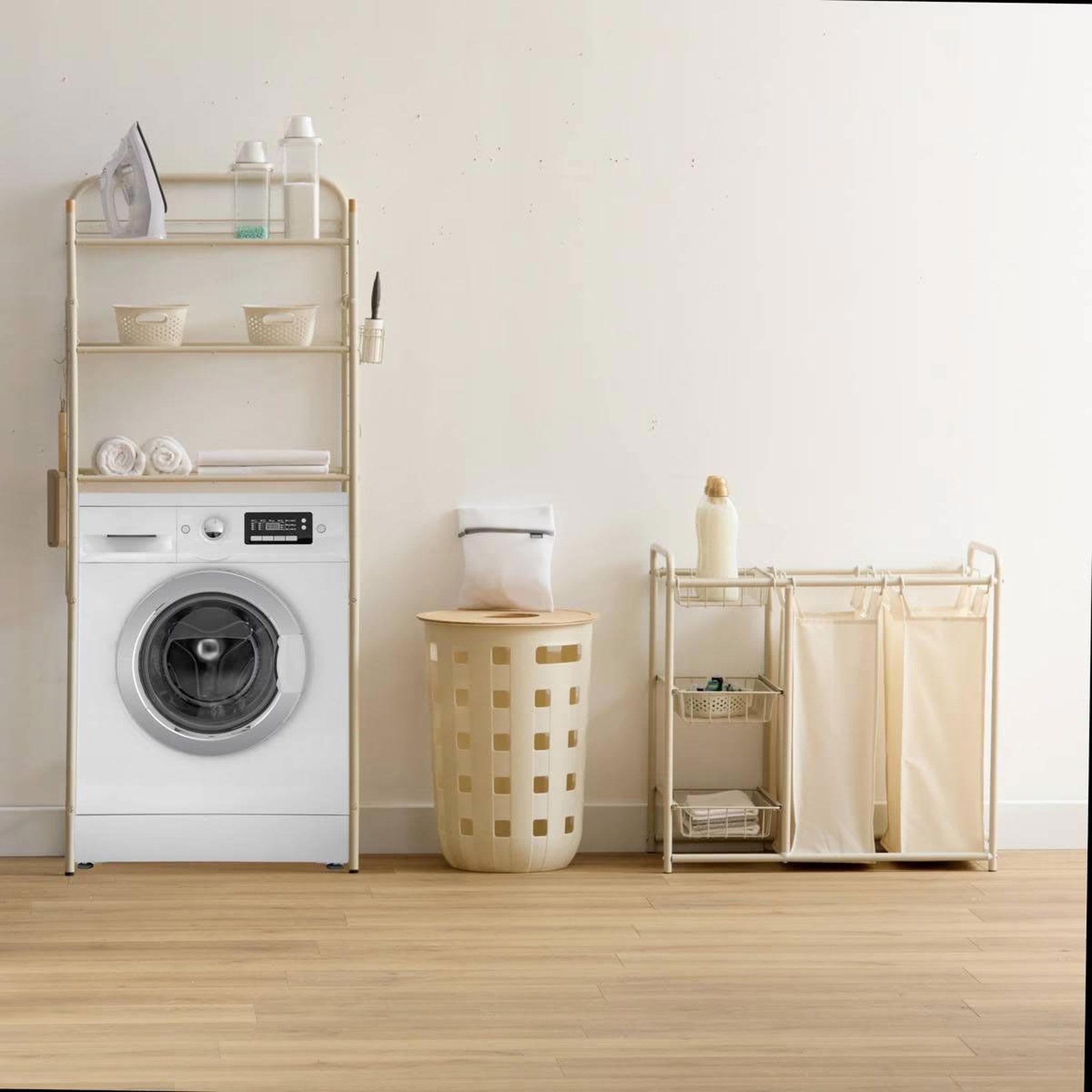 Voir la diapositive 3 : FIVE Panier à linge 2 bacs   linea  78cm beige