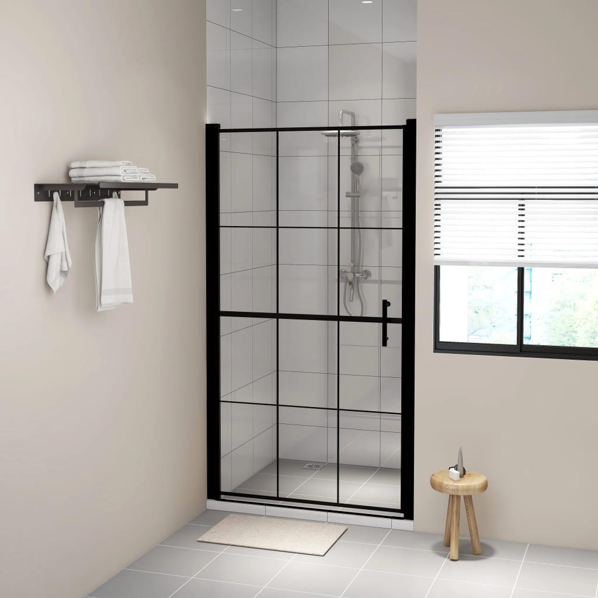 Voir la diapositive 1 : VIDAXL Porte de douche verre trempe 100x178 cm noir