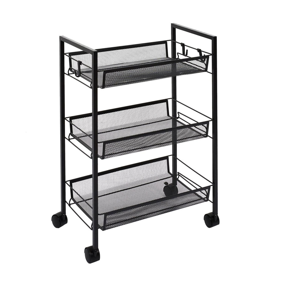 TOILINUX Desserte à roulettes 3 étages en métal - Noir