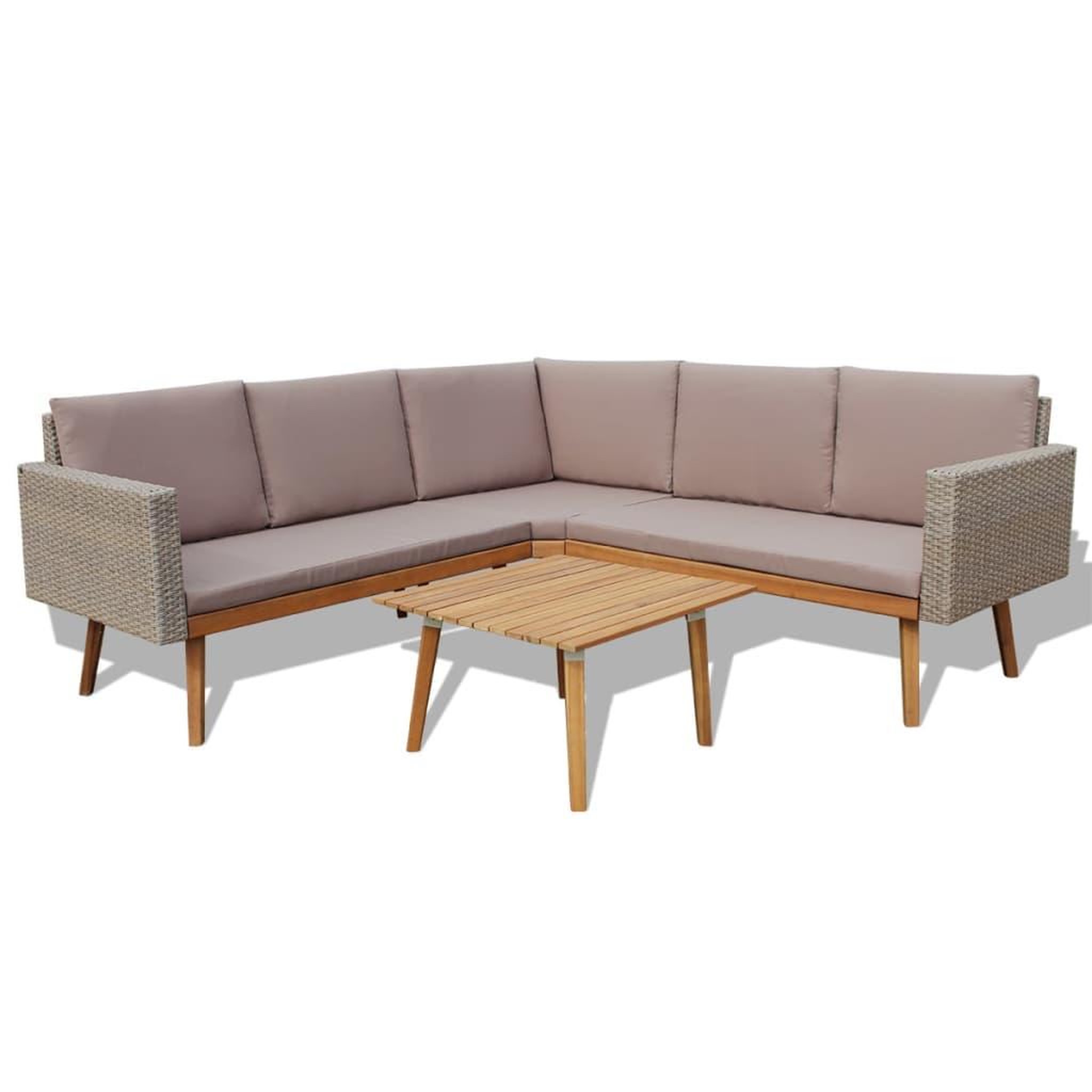 Voir la diapositive 2 : VIDAXL Salon de jardin 4 pcs avec coussins resine tressee gris