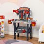 HOMCOM Etabli et outils pour enfant - jeu d'imitation bricolage - nombreux accessoires total de 55 pièces & outils variés - PP rouge gris