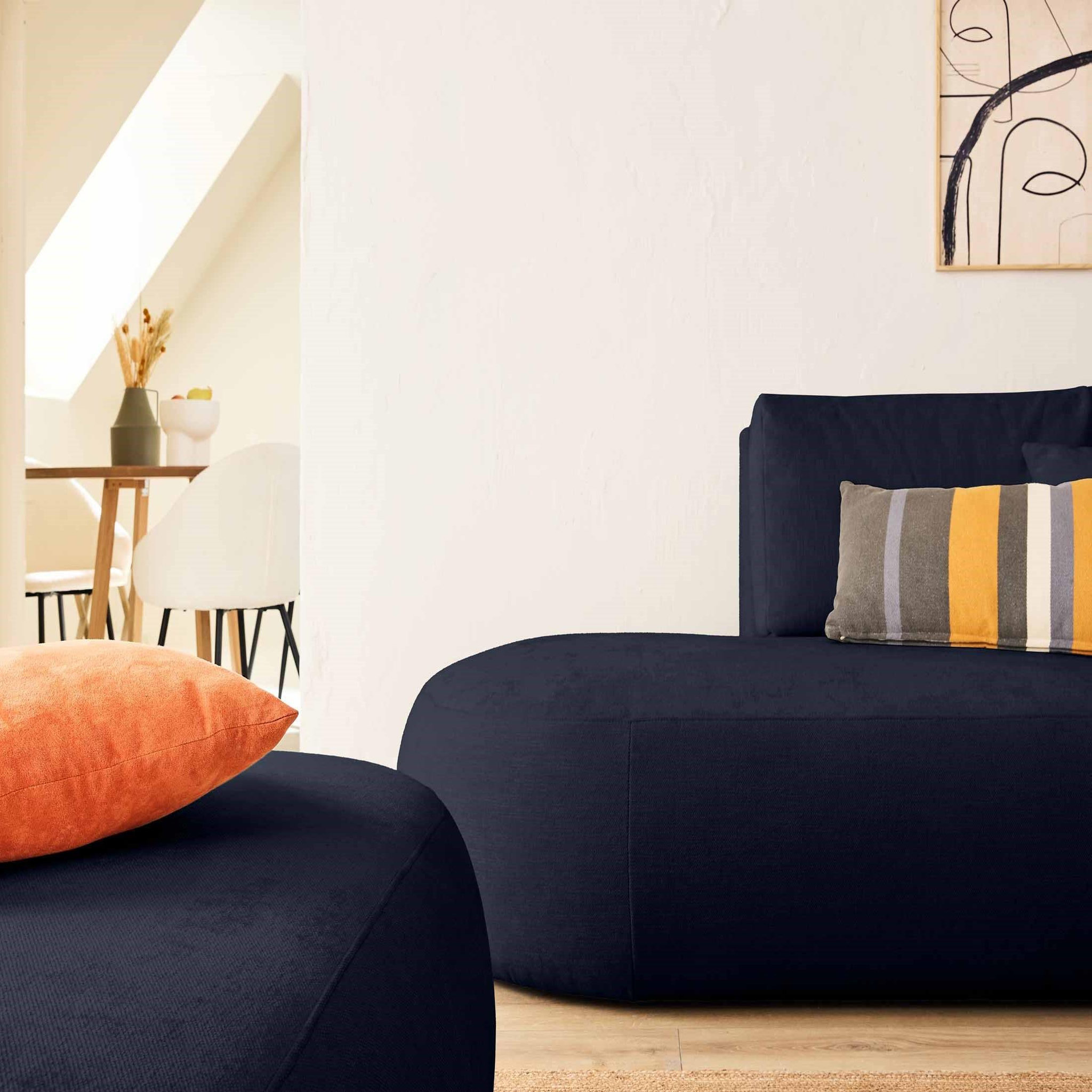 Voir la diapositive 2 : LISA DESIGN Santorini - canapé modulable d'angle droit + pouf - 4 places - en tissu texturé