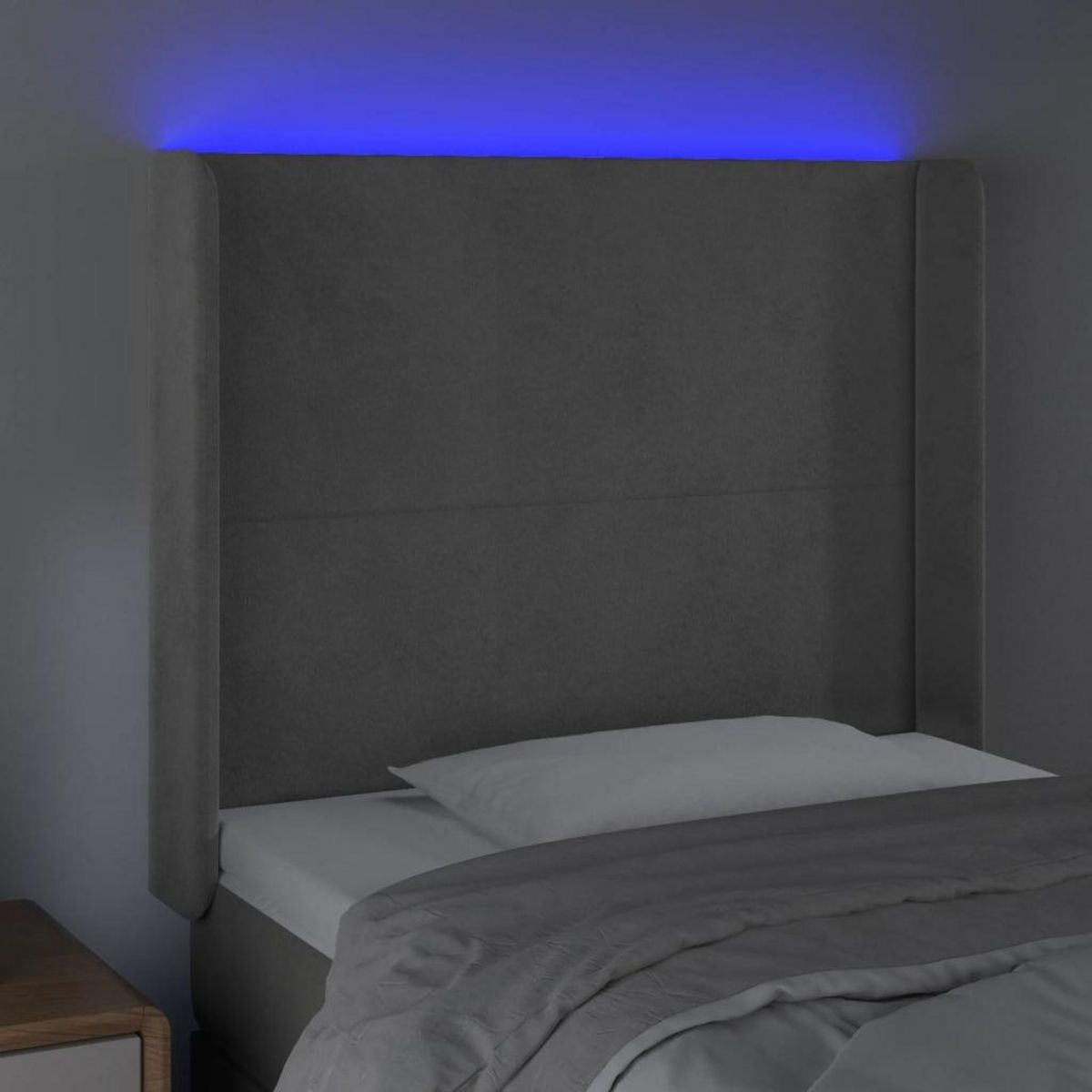 VIDAXL Tete de lit a LED Gris clair 83x16x118/128 cm Velours