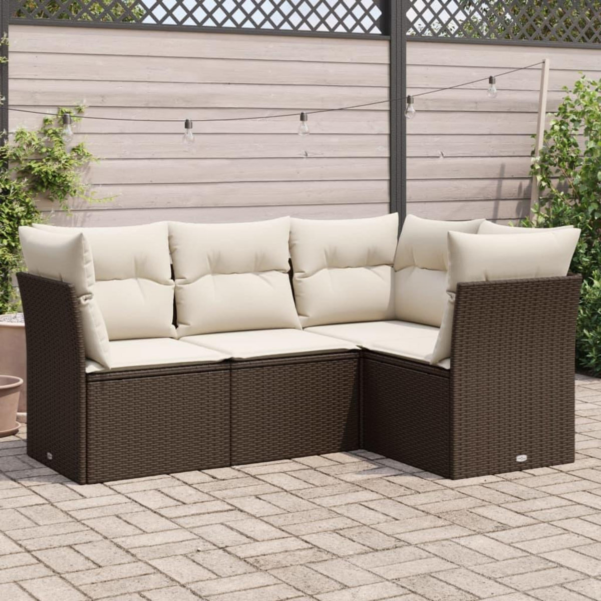 VIDAXL Salon de jardin 4 pcs avec coussins marron resine tressee
