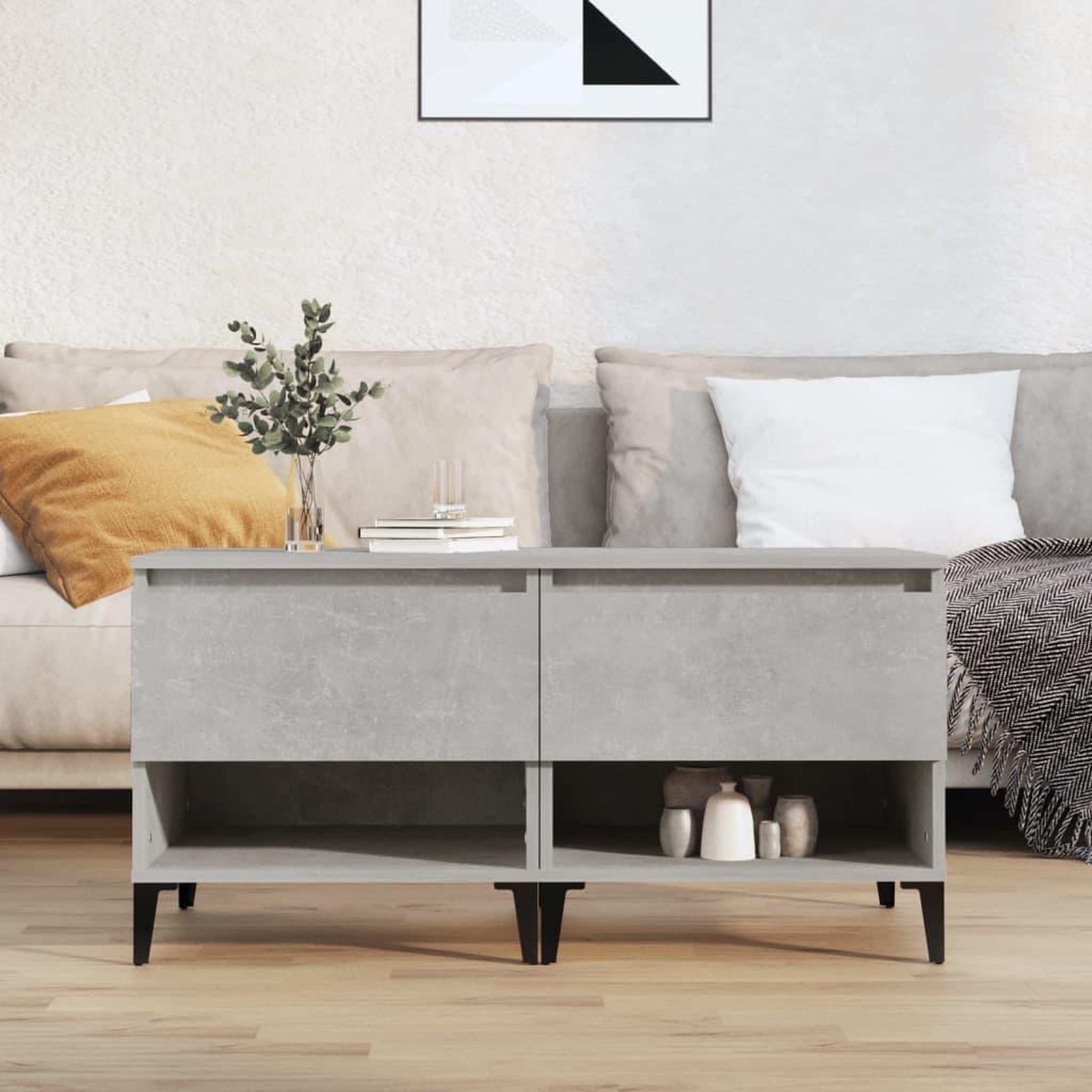 Voir la diapositive 1 : VIDAXL Tables d'appoint 2 pcs Gris beton 50x46x50 cm Bois d'ingenierie