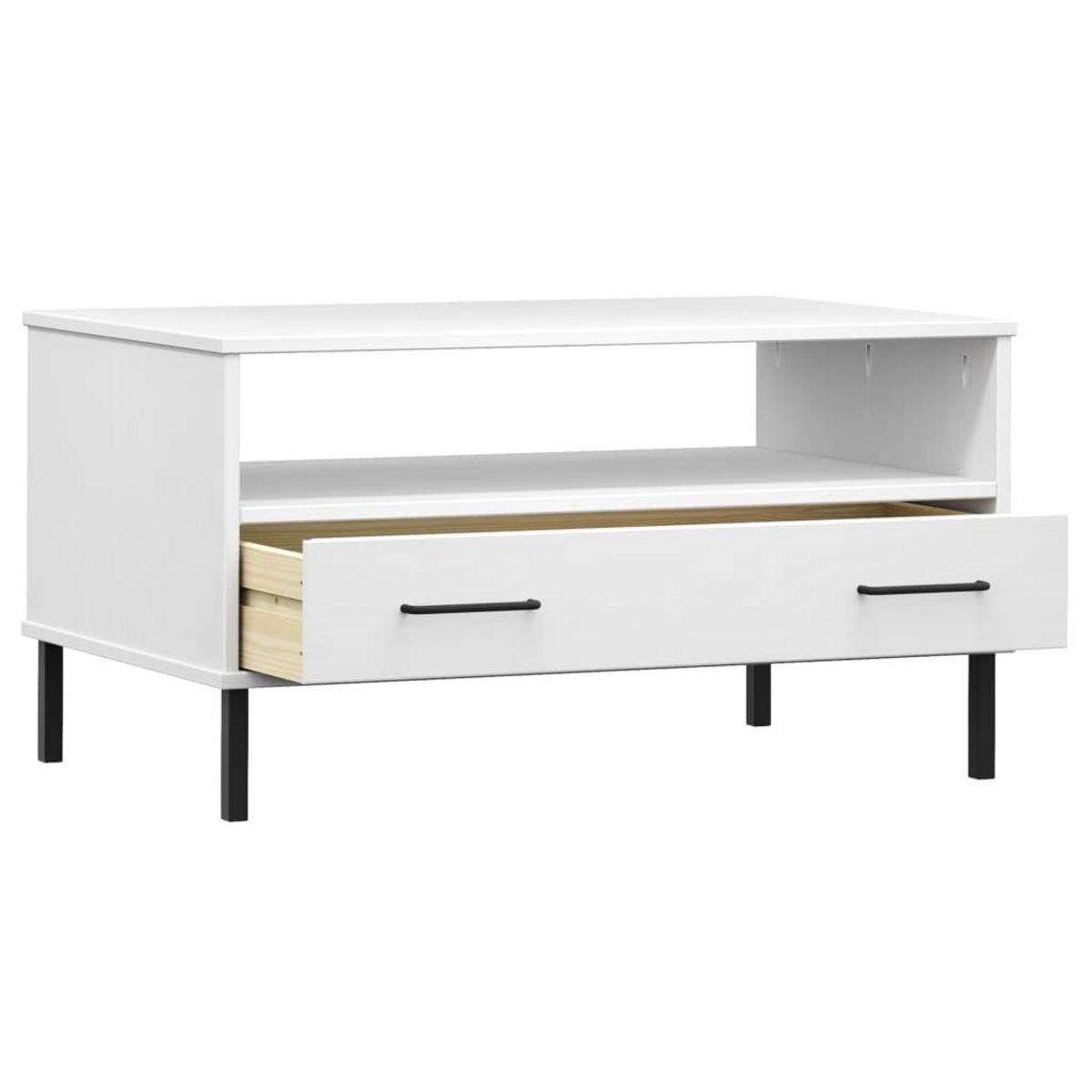 VIDAXL Table basse avec pieds en metal Blanc 85x50x45 cm Bois OSLO