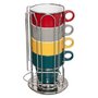  Lot de 4 Mugs & Porte Capsules  Rack  23cm Multicolore