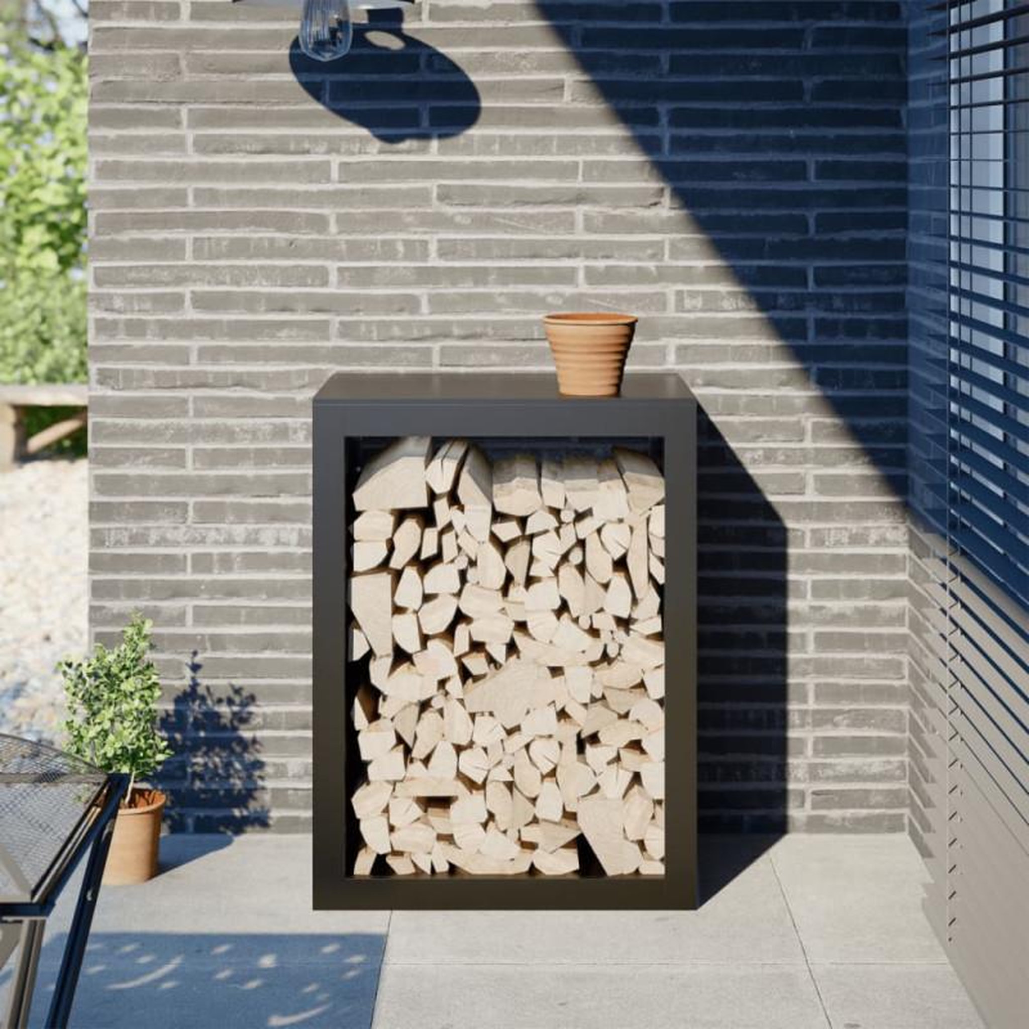 Voir la diapositive 1 : VIDAXL Portant de bois de chauffage noir 60x40x80 cm acier
