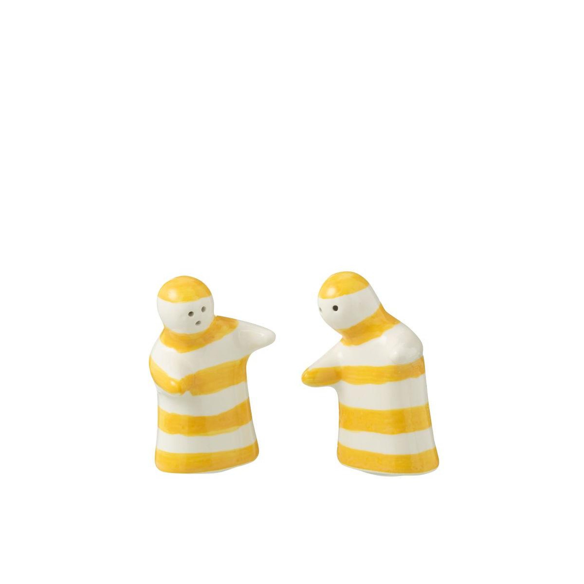 Voir la diapositive 2 : J-LINE Salière & poivrière en céramique  granada rayure  8cm jaune