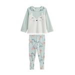 Petit Béguin Pyjama enfant 2 pièces en velours à pieds retroussables Dina. Coloris disponibles : Bleu