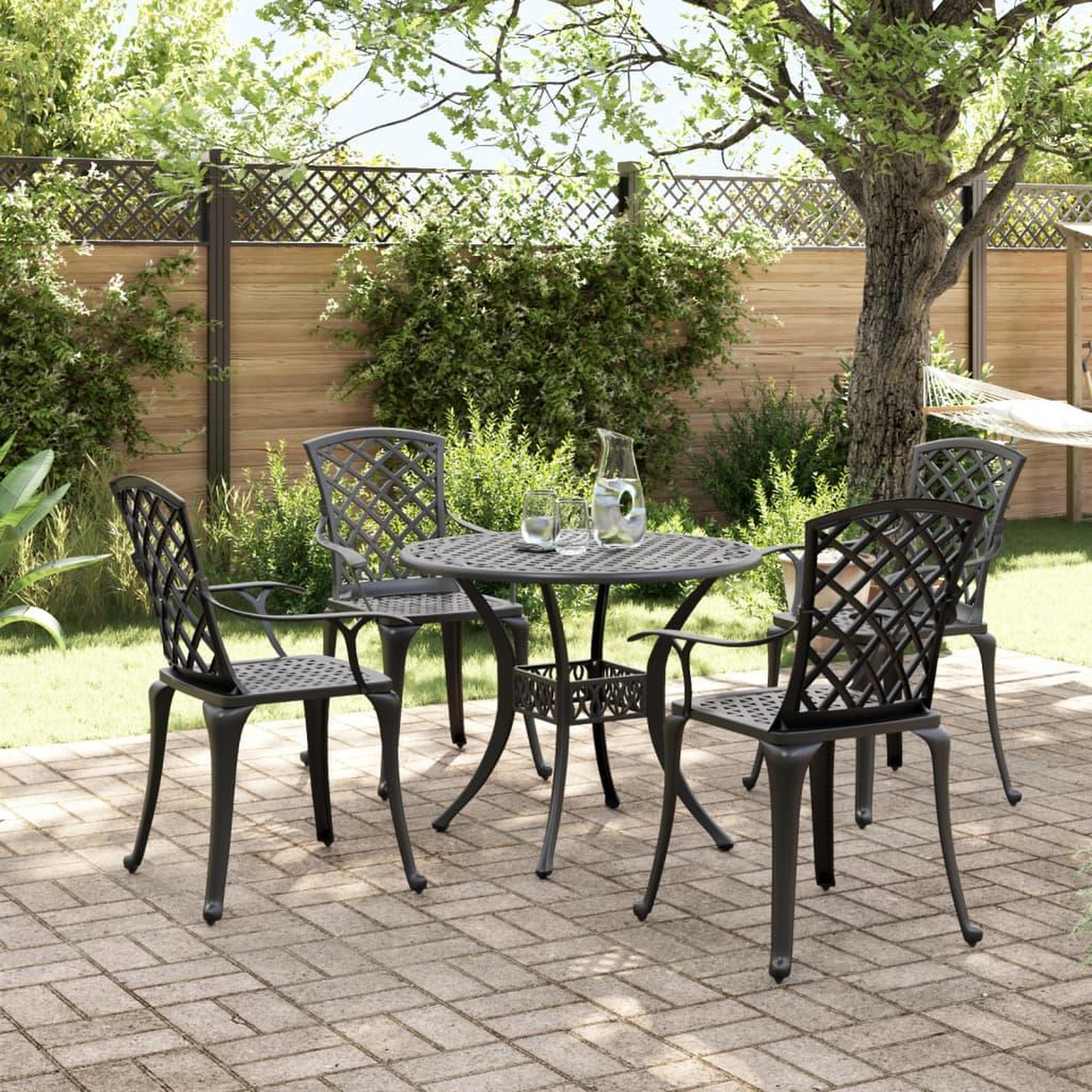 Voir la diapositive 2 : VIDAXL Ensemble a manger de jardin 5 pcs noir aluminium coule