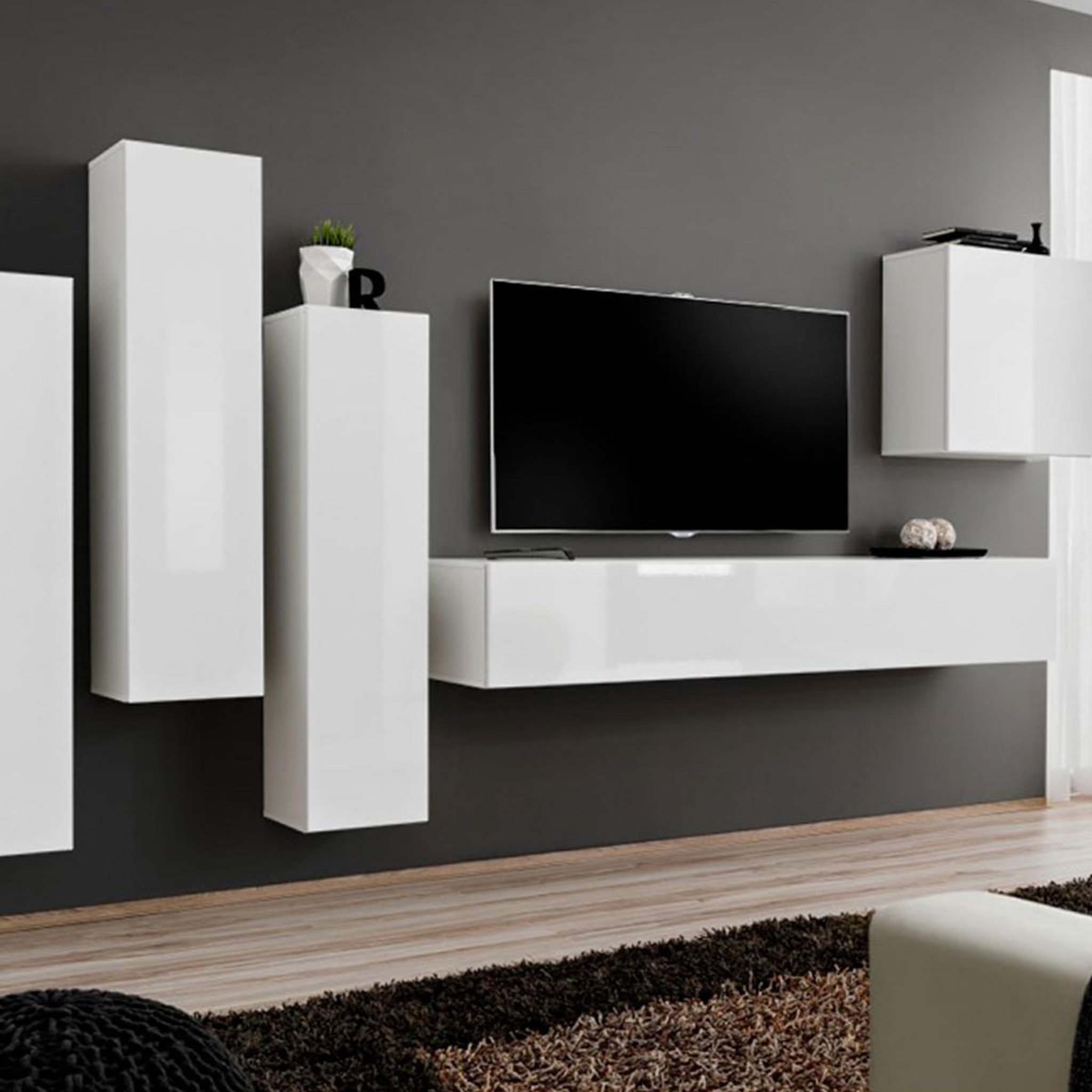 Paris Prix Meuble tv mural design  switch iii  330cm blanc