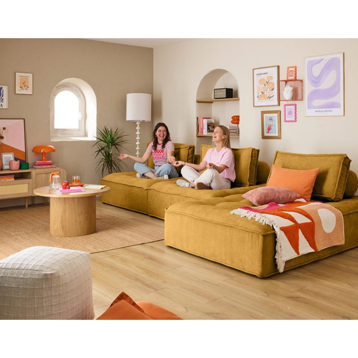 LISA DESIGN Marisol - canapé d'angle modulable 4 places - velours texturé