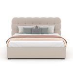 CONCEPT USINE Lit nuage avec coffre de rangement 140x190cm en velours beige DALLAS