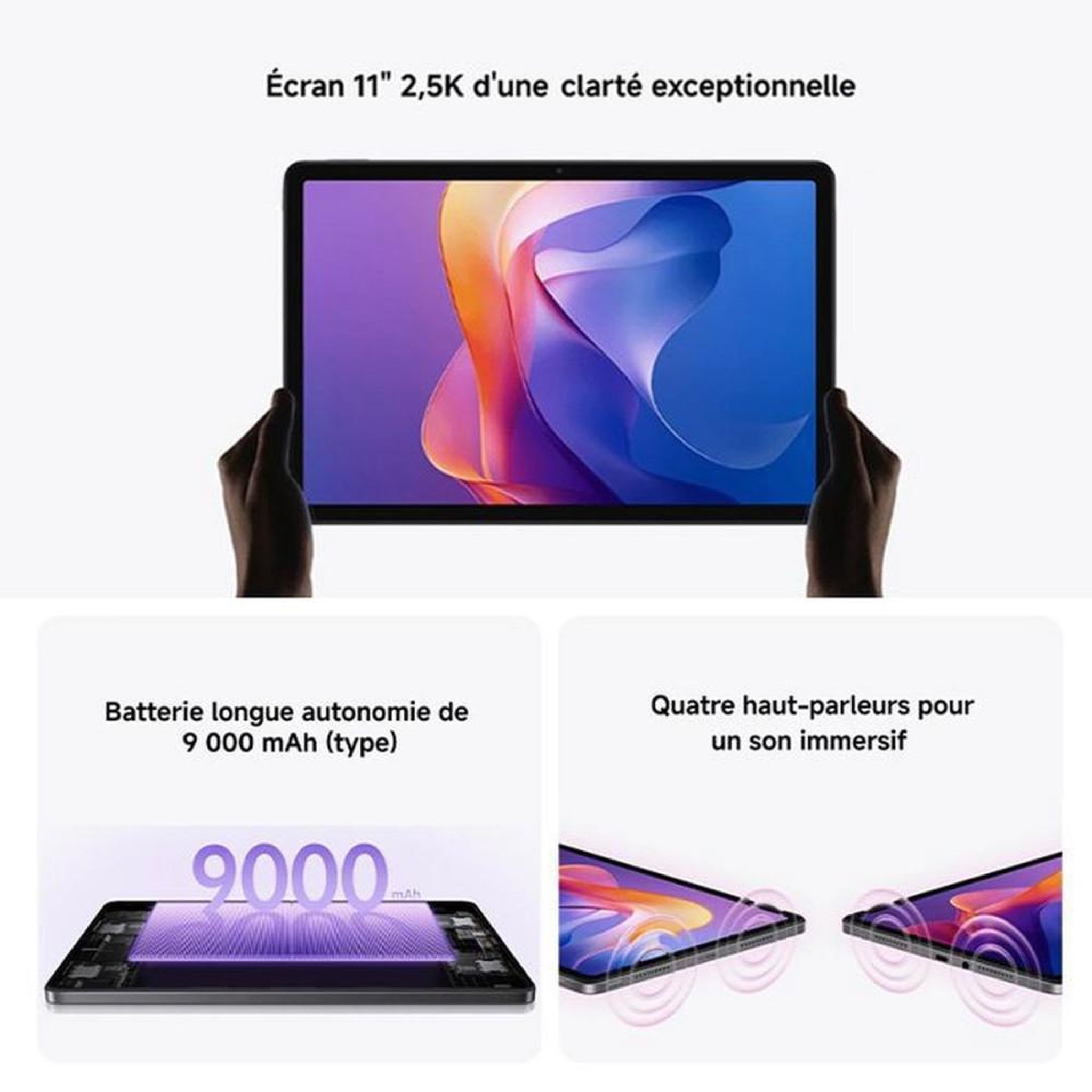 Voir la diapositive 2 : XIAOMI Tablette 11  Wi‑Fi 5 Redmi Pad 2 verte, 4 Go RAM, 256 Go, écran 16:10 2560 x 1600, batterie 9 000 mAh, charge 18 W