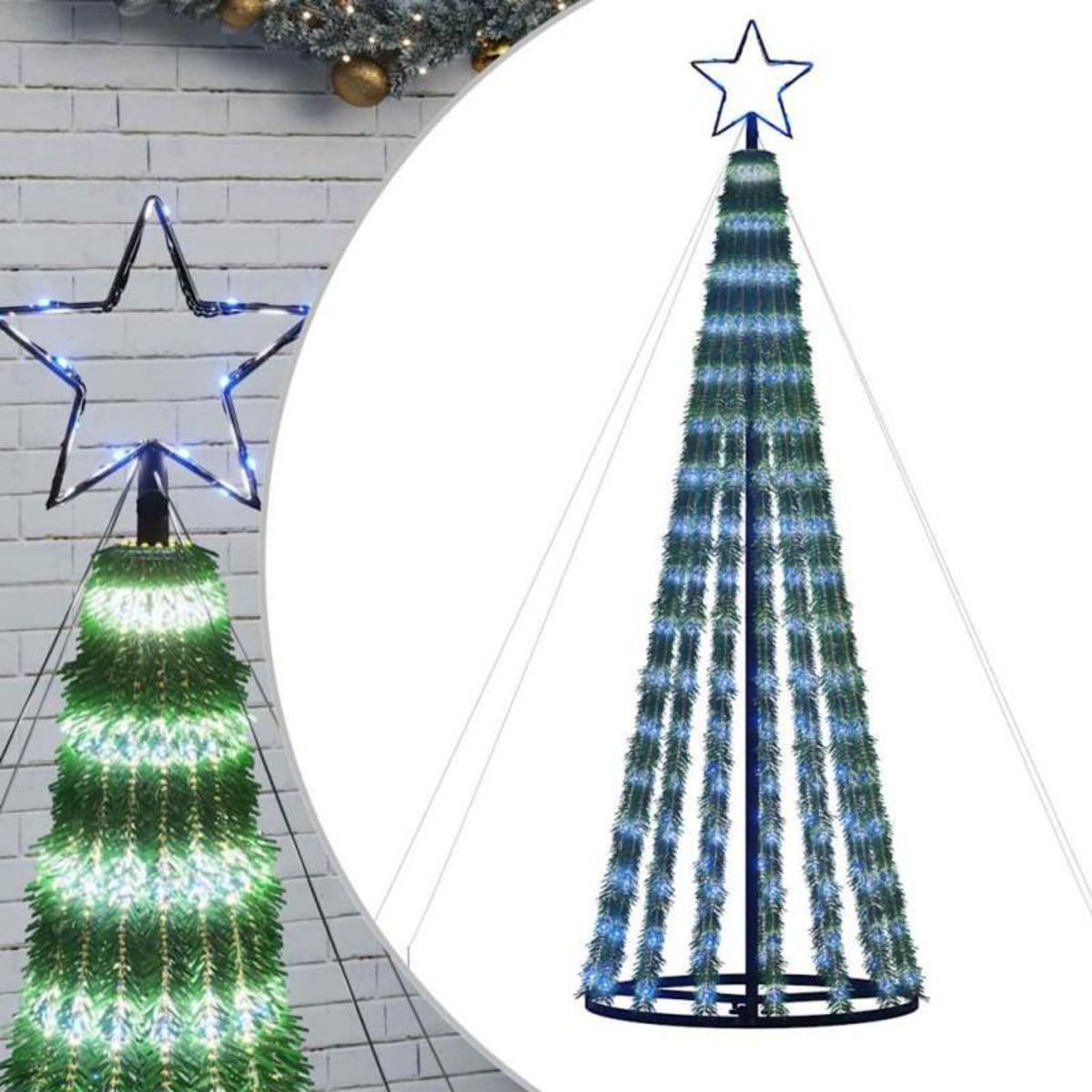 VIDAXL Sapin de Noël à LED 275 LED bleu 180 cm