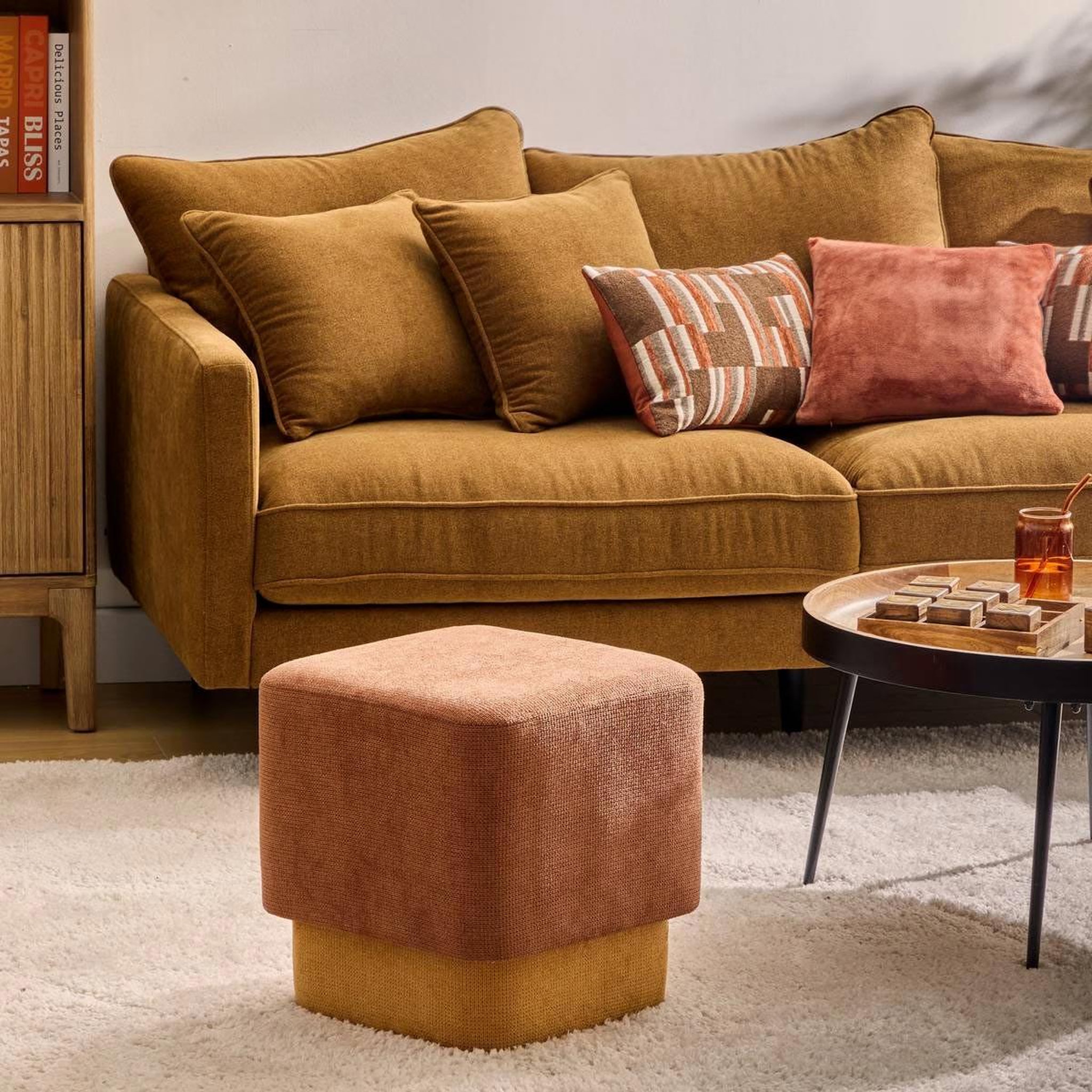 Voir la diapositive 6 : ATMOSPHERA Pouf 2 en 1  doki  41cm ambre & ocre