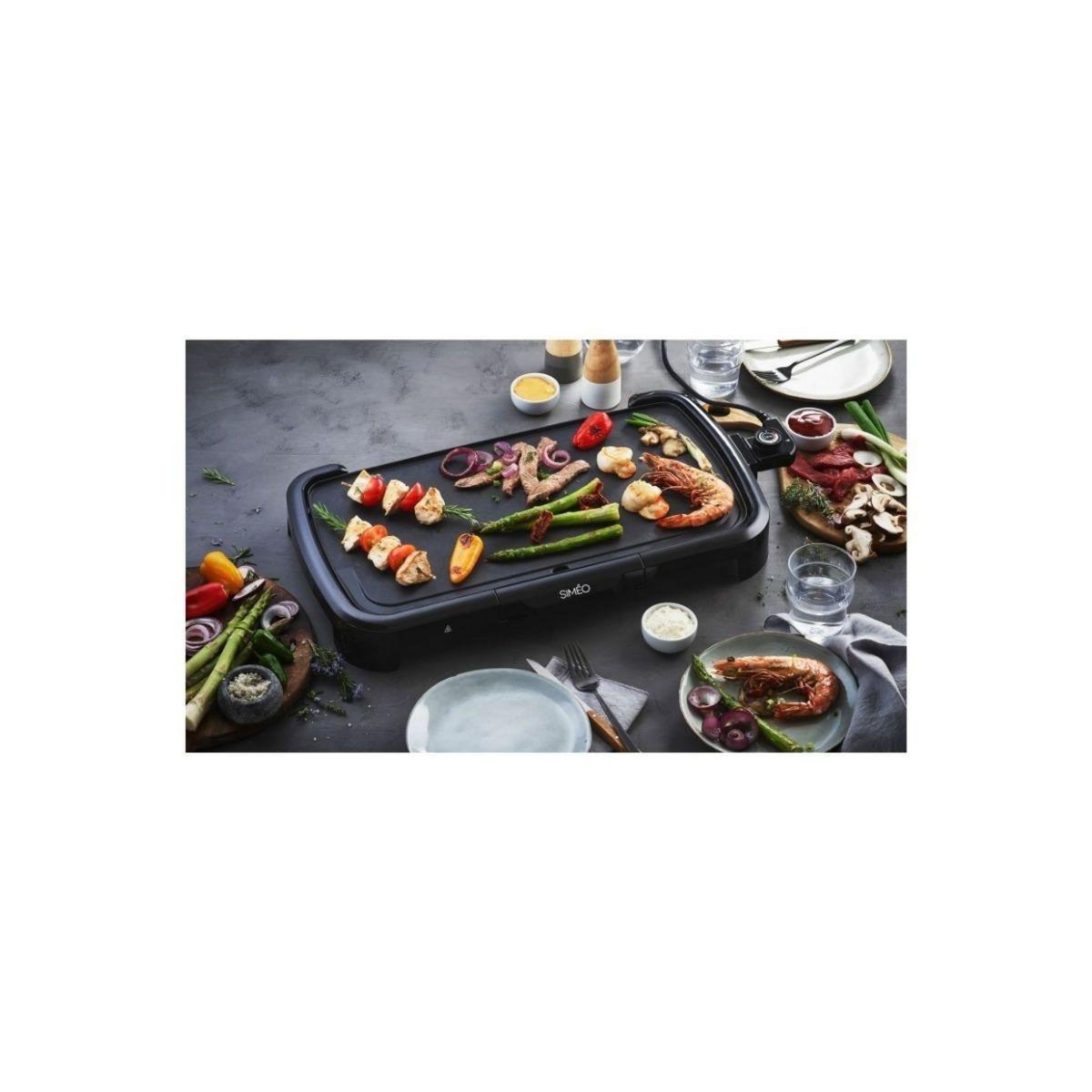Simeo Plancha électrique PLA125 noir à poser, 50x26 cm