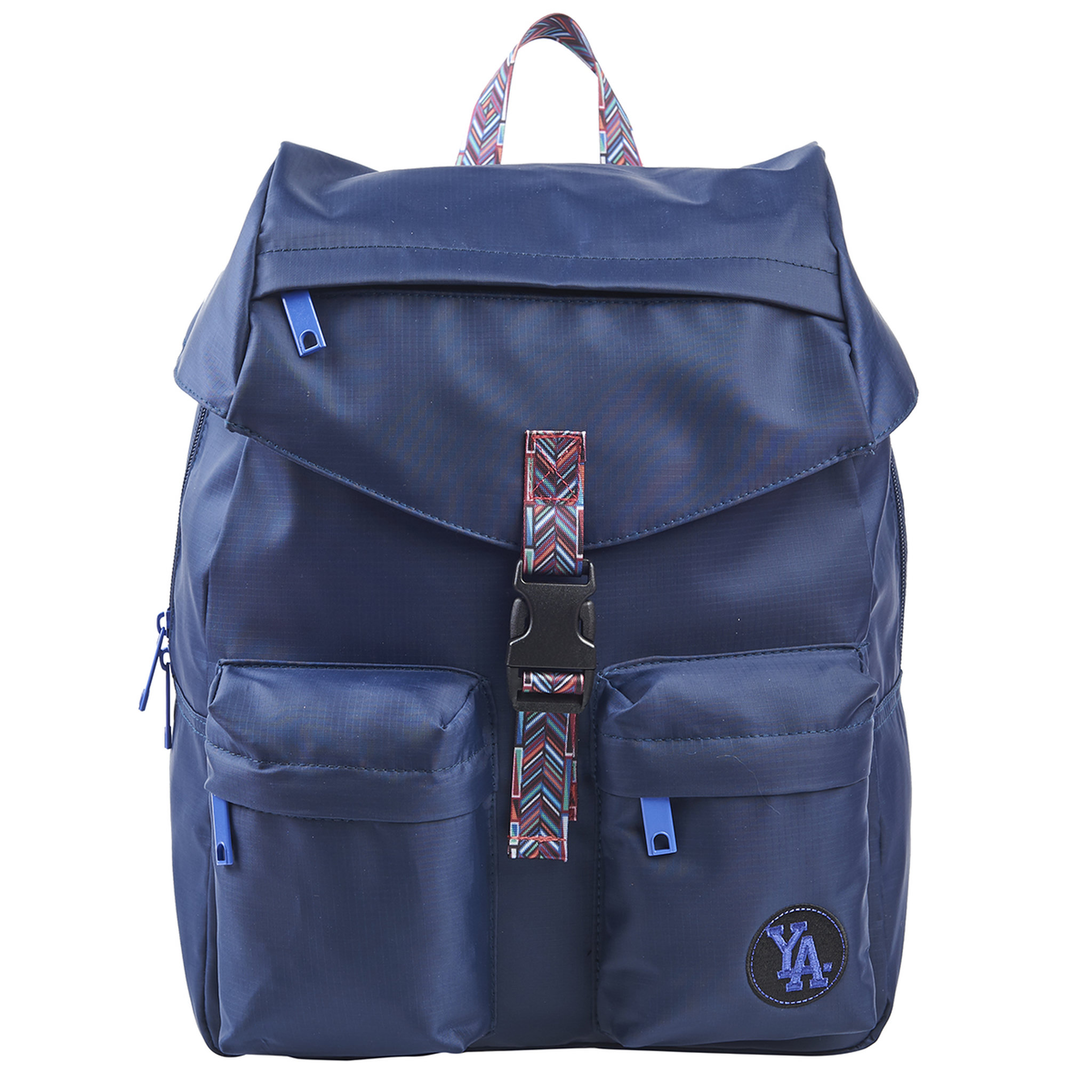 Voir la diapositive 1 : AUCHAN Sac à dos bleu avec compartiment pour ordinateur Vintage 90S Ethnic