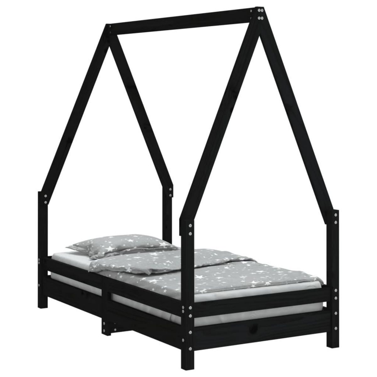 VIDAXL Cadre de lit pour enfant noir 70x140 cm bois de pin massif