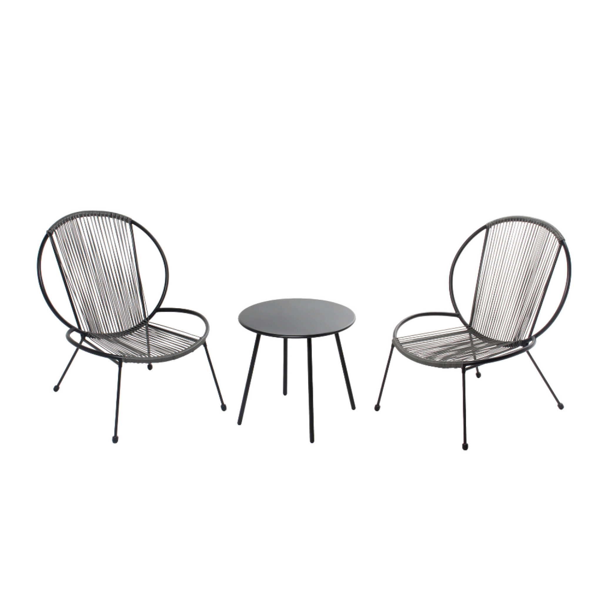 CONCEPT USINE Ensemble de 2 fauteuils + 1 table basse gris foncé rete