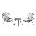 CONCEPT USINE Ensemble de 2 fauteuils + 1 table basse gris foncé RETE