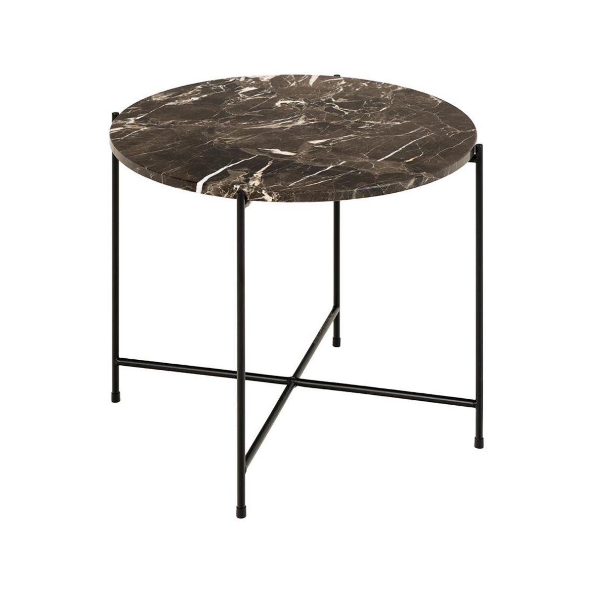 LISA DESIGN Ezaro - table basse ronde - 52 cm - plateau en marbre - pieds en acier