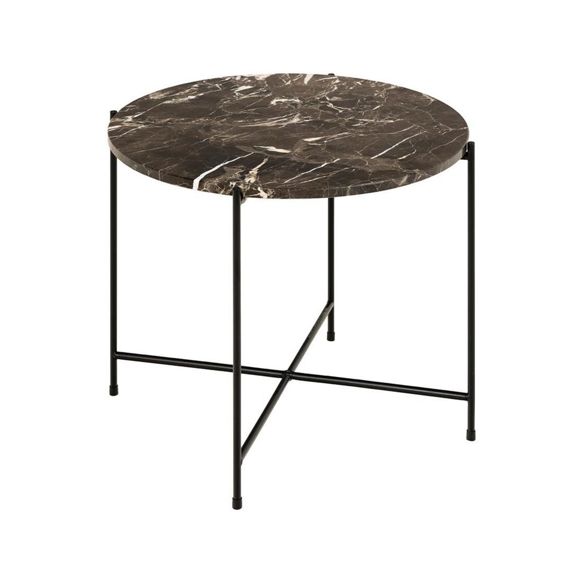 LISA DESIGN Ezaro - table basse ronde - 52 cm - plateau en marbre - pieds en acier