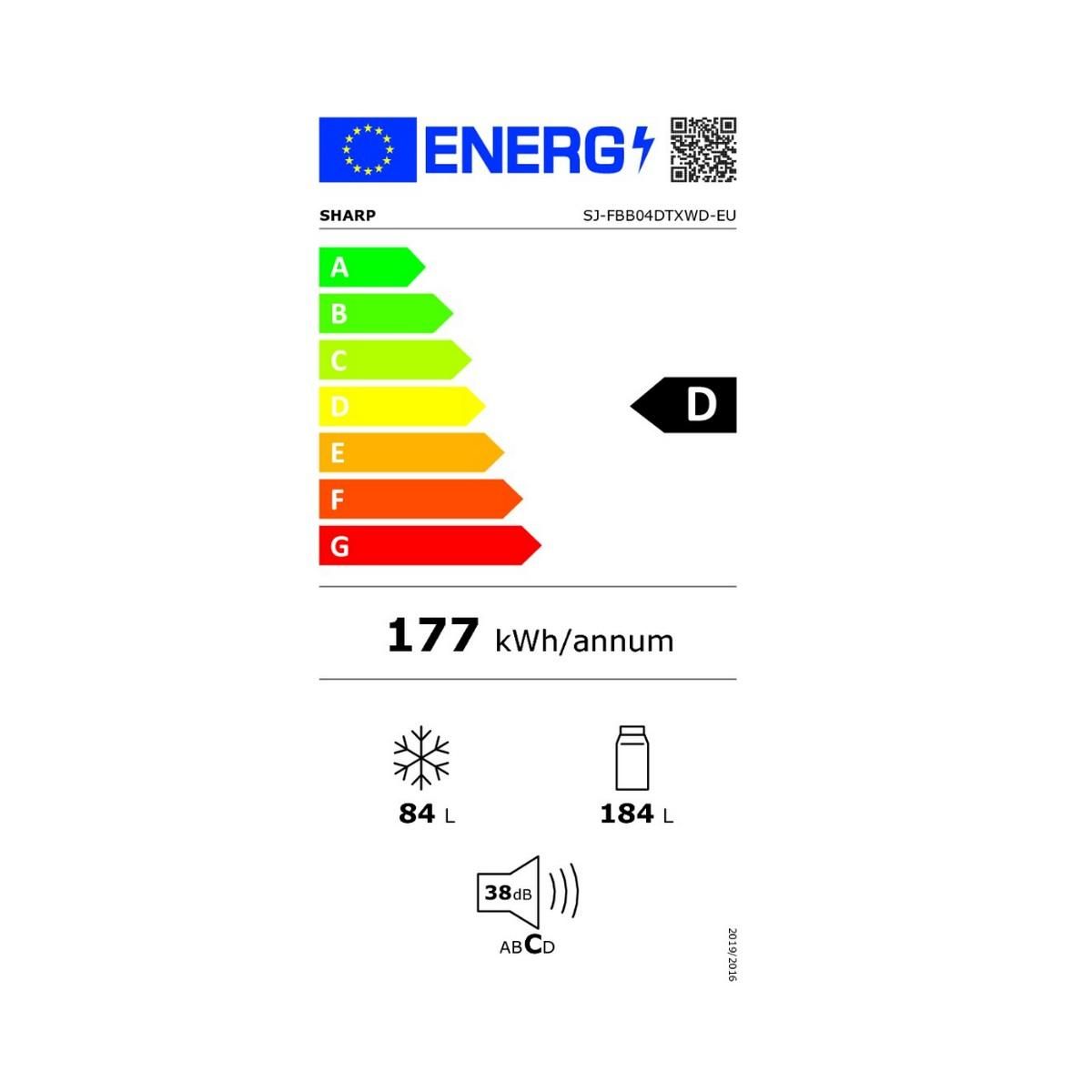 Sharp Réfrigérateur combiné 60cm 268l - SJFBB04DTXWD