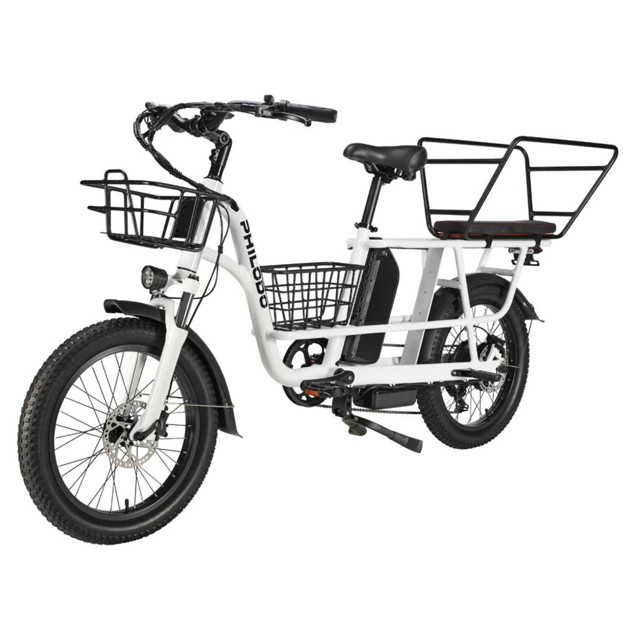 Voir la diapositive 3 : PHILODO Vélo cargo électrique philodo traveller, double batterie 1680 wh, blanc