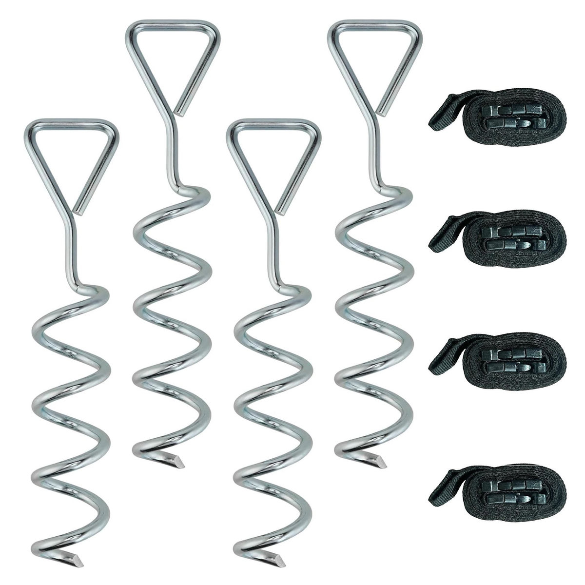 HOMCOM Kit complet d'ancrage trampoline 4 piquets spirales 4 sangles réglables