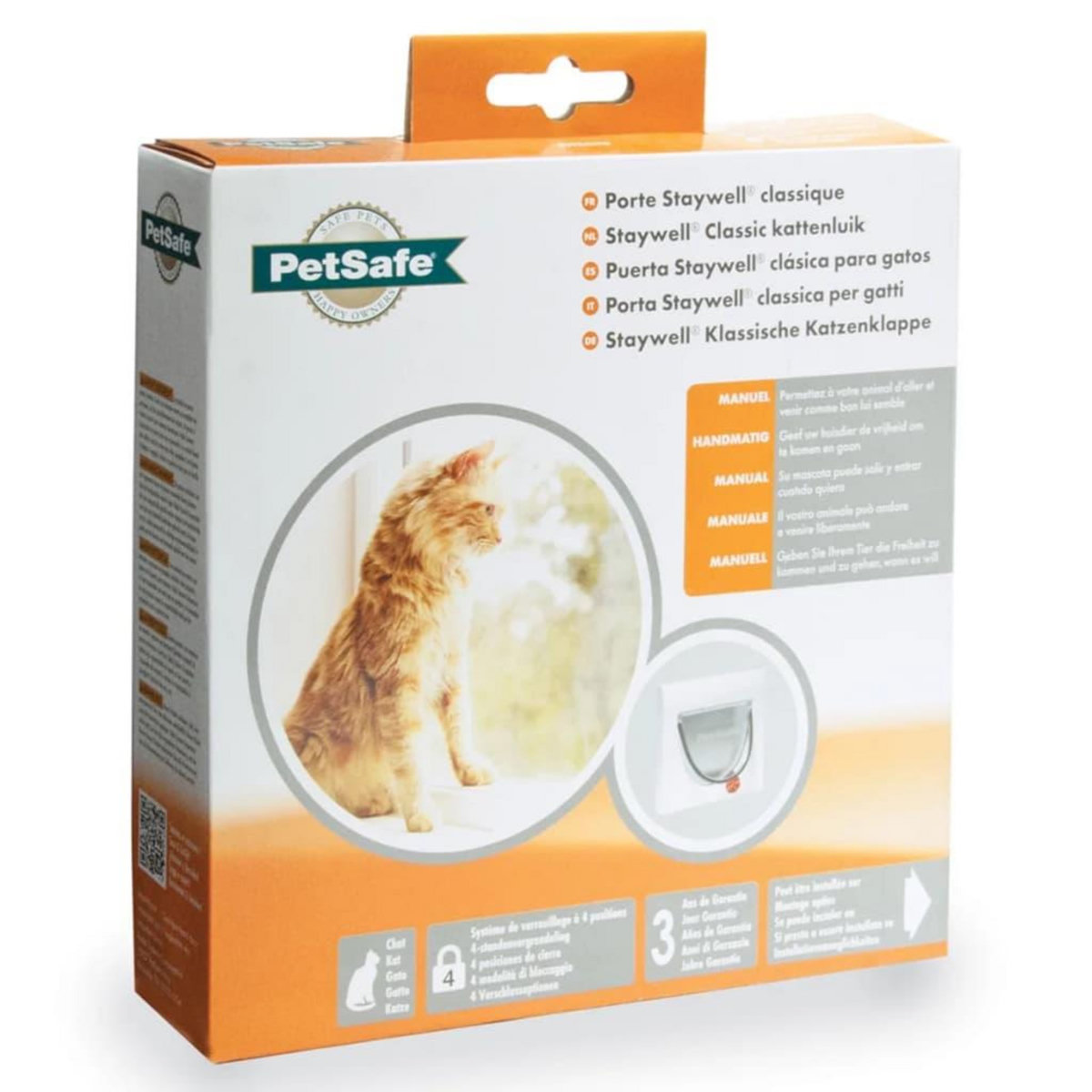 PETSAFE PetSafe Chatiere manuelle a 4 voies sans tunnel Classic 919 Blanc 5031