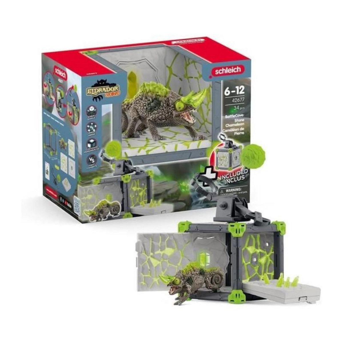 Schleich BattleCave Caméléon de Pierre, Extension de l'arene, SCHLEICH 42677 Eldrador Creatures, des 7 ans