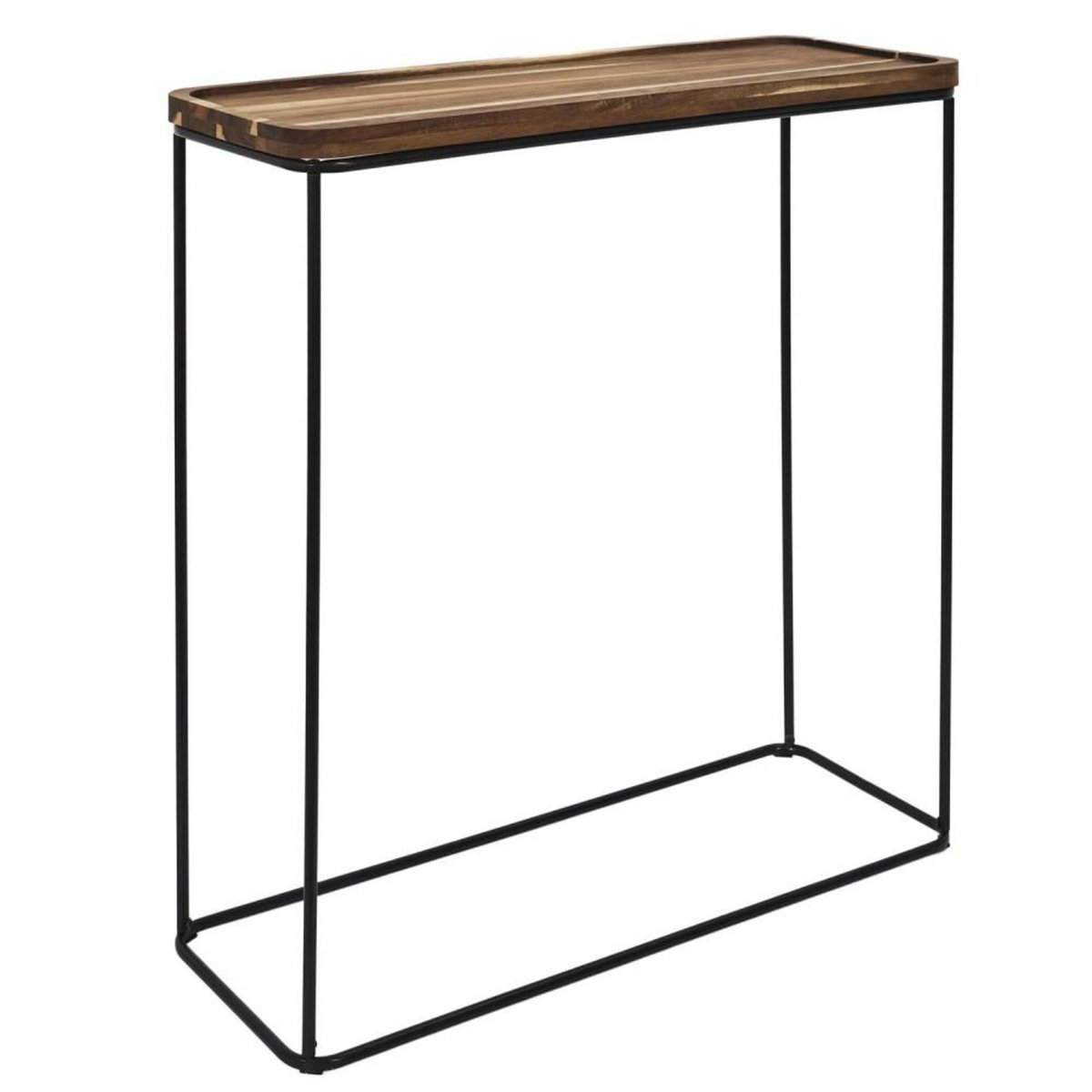 The Home Deco Factory Console métallique avec plateau en bois d'acacia