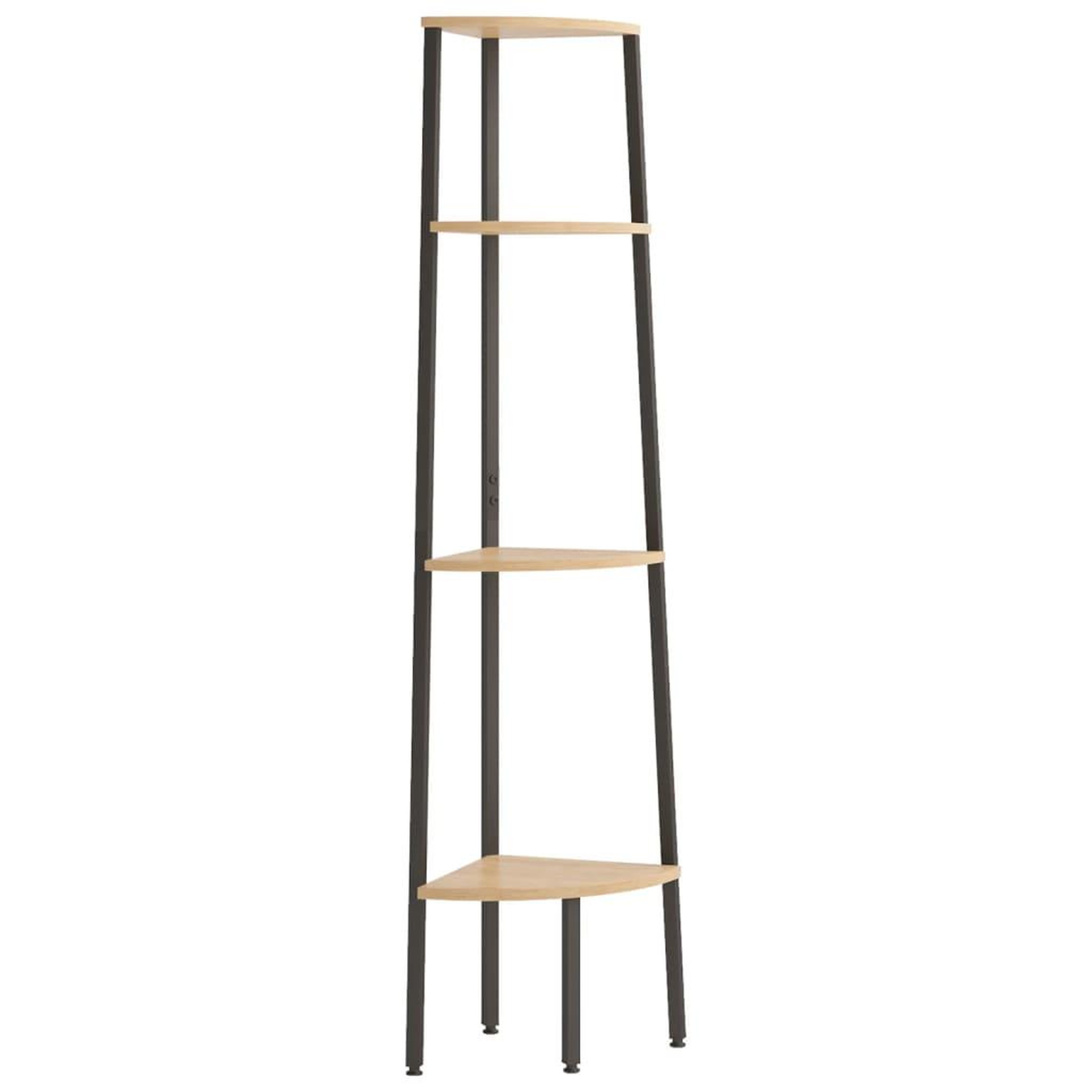 Voir la diapositive 2 : VIDAXL Etagere d'angle 4 niveaux Marron clair et noir 45,5x31,5x150 cm