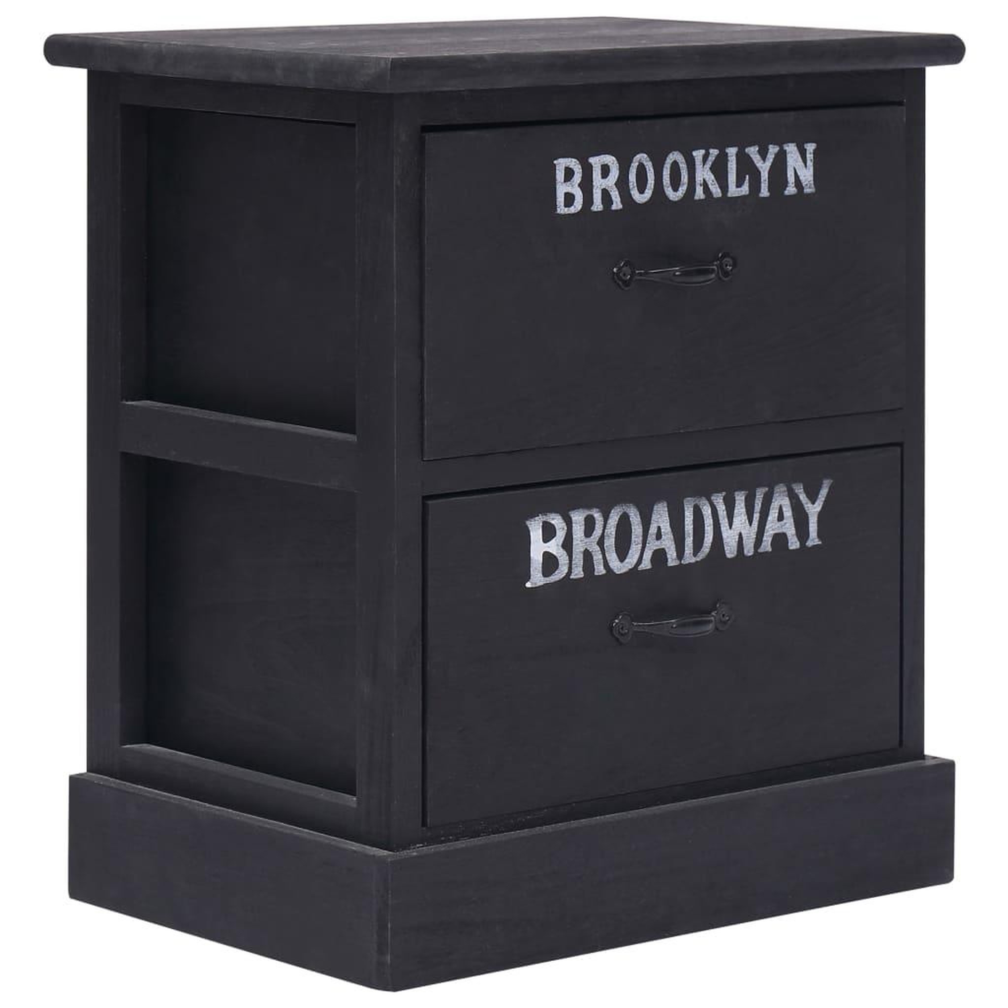 Voir la diapositive 2 : VIDAXL 2 pcs Tables de chevet Noir 38x28x45 cm Bois de Paulownia