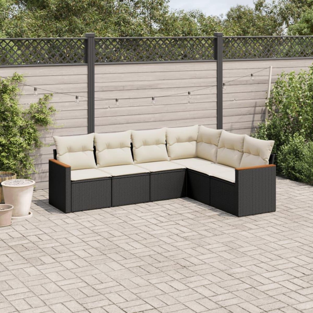 VIDAXL Salon de jardin 6 pcs avec coussins noir resine tressee