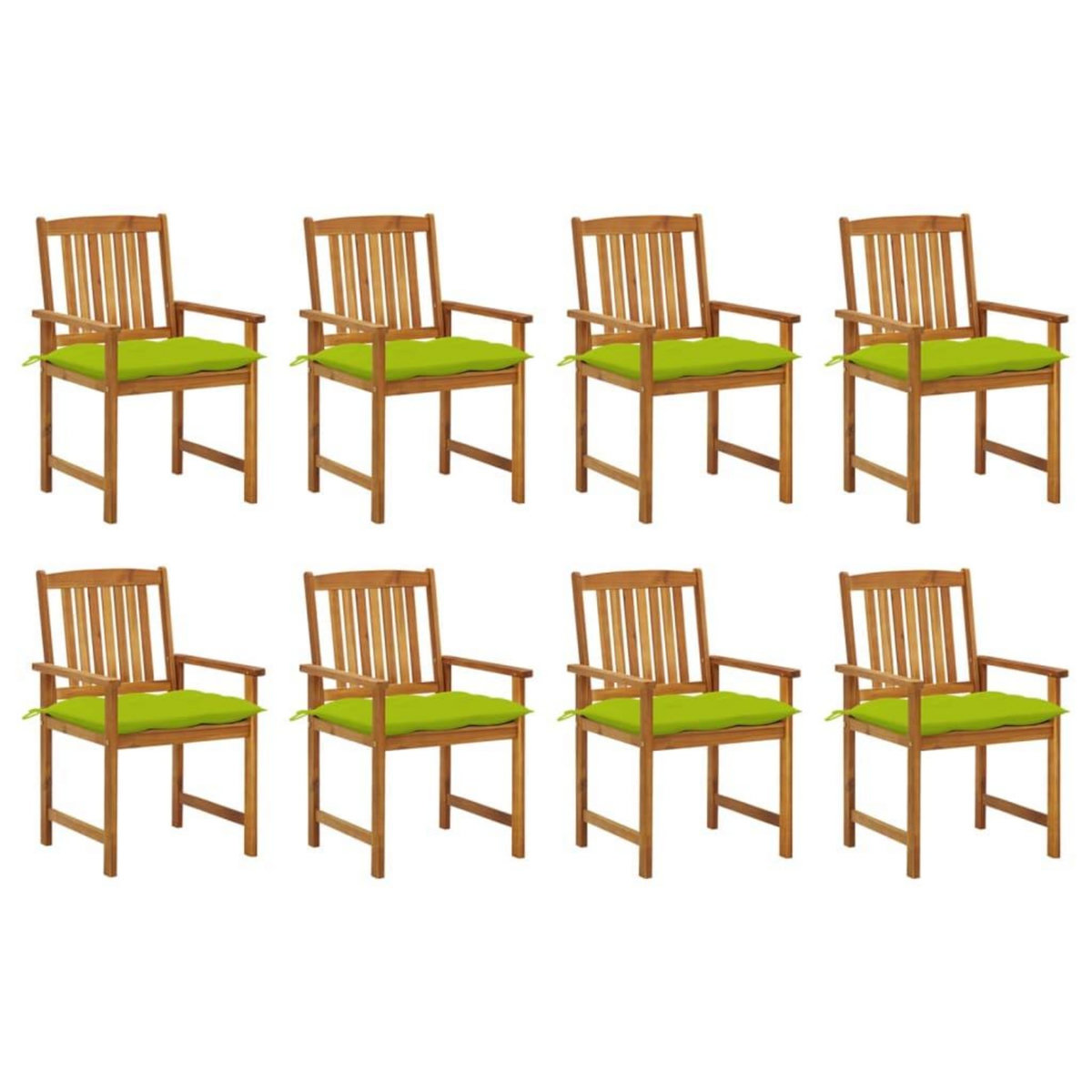 VIDAXL Chaises de jardin avec coussins lot de 8 Bois d'acacia solide