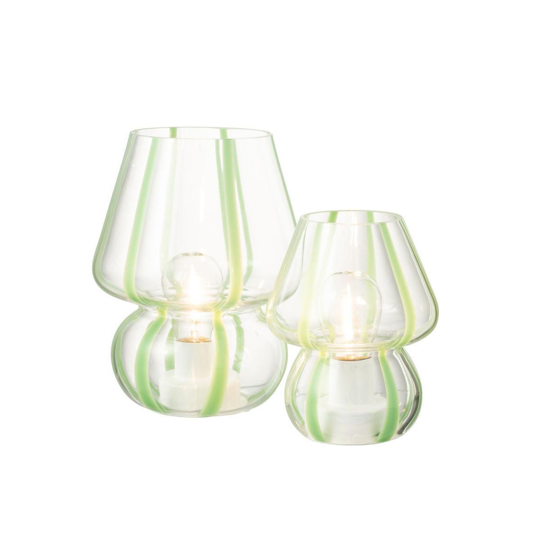 Voir la diapositive 6 : J-LINE Lampe à poser rayures en verre  ophelie  15cm vert