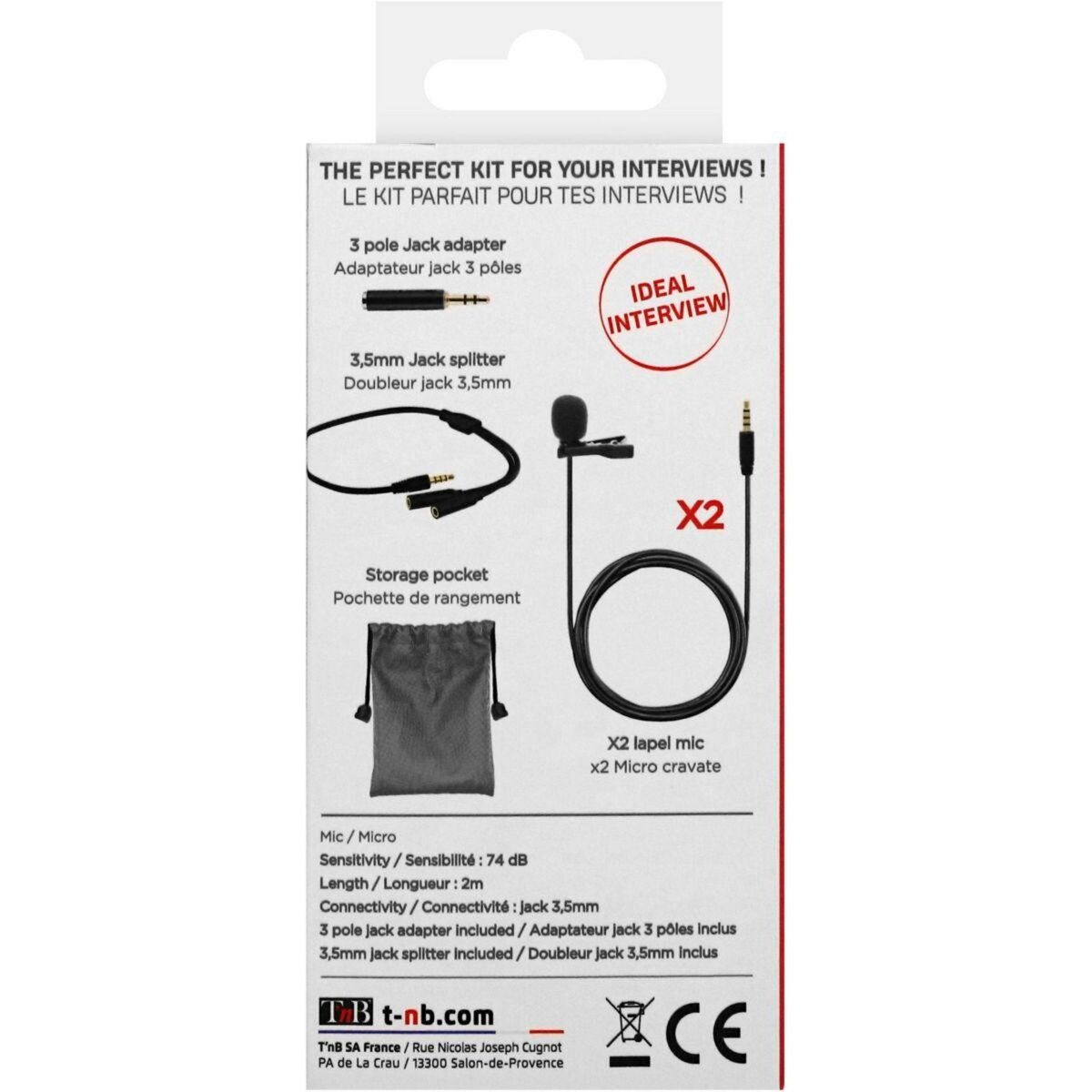 TNB Micro INFLUENCE Pack de 2 microphones cravate