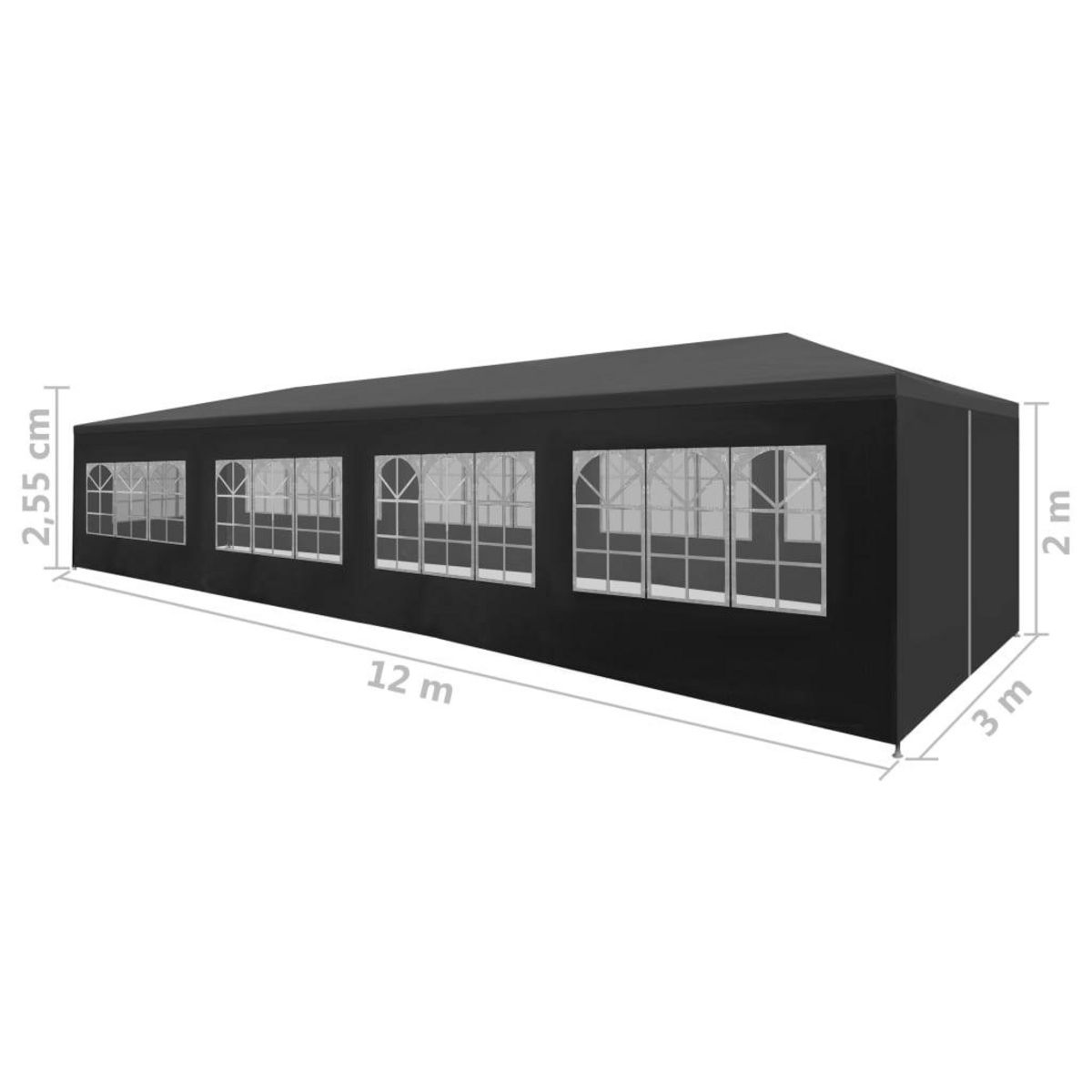 VIDAXL Tente de reception 3x12 m anthracite