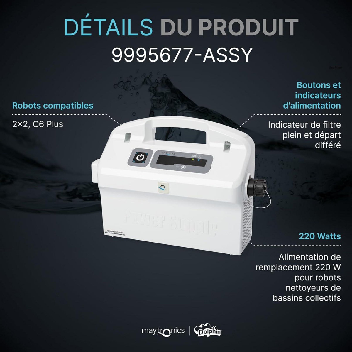 Dolphin Alimentation pour robot de collectivité 2x2 et c6 plus - 9995677-assy