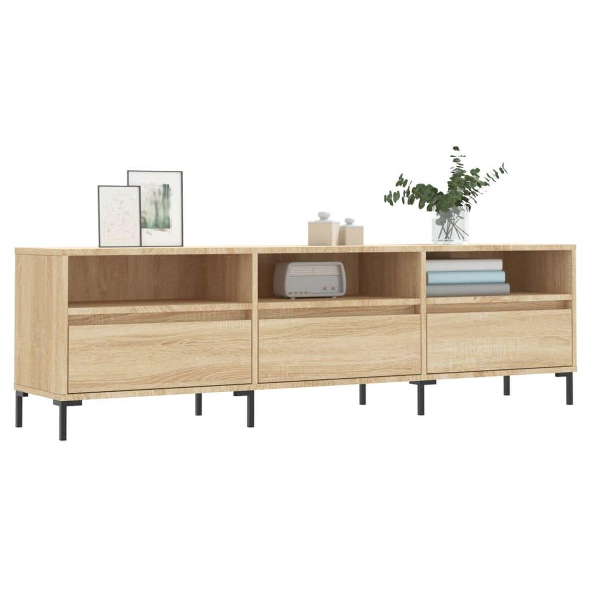 Voir la diapositive 3 : VIDAXL Meuble TV chene sonoma 150x30x44,5 cm bois d'ingenierie