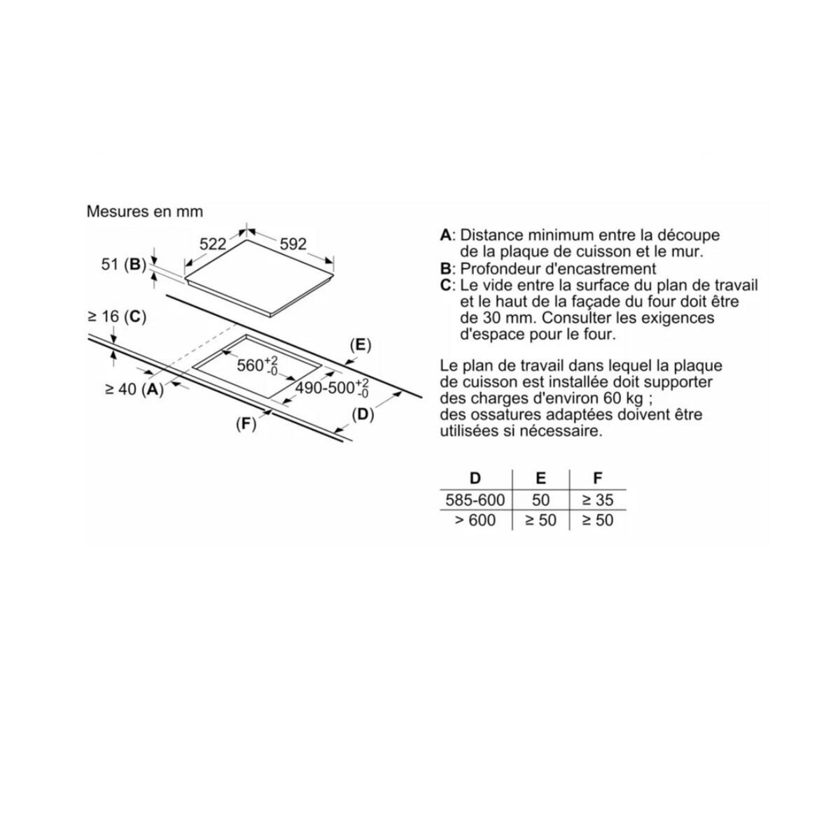 BOSCH Table de cuisson vitrocéramique 60cm 3 foyers 7400w noir - PVJ611BB6E