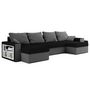 Voir la diapositive 1 : BEST MOBILIER Jonah - canapé panoramique en u 7 places convertible avec coffre et tablette en tissu