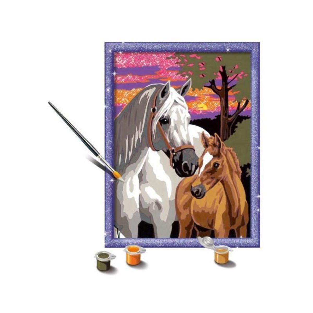 RAVENSBURGER CreArt Kids 18x24cm Chevaux au coucher du soleil, Kit de peinture par numéros Numéro d'Art, Des 9 ans, 25809, Ravensburger
