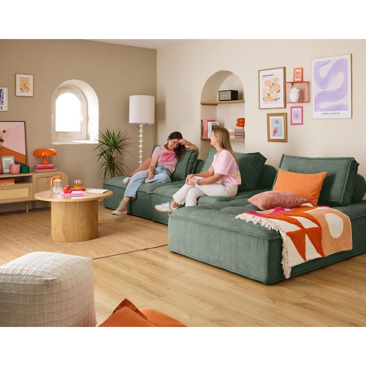 LISA DESIGN Marisol - canapé d'angle modulable 4 places - velours texturé