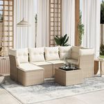 VIDAXL Salon de jardin avec coussins 7 pcs beige resine tressee