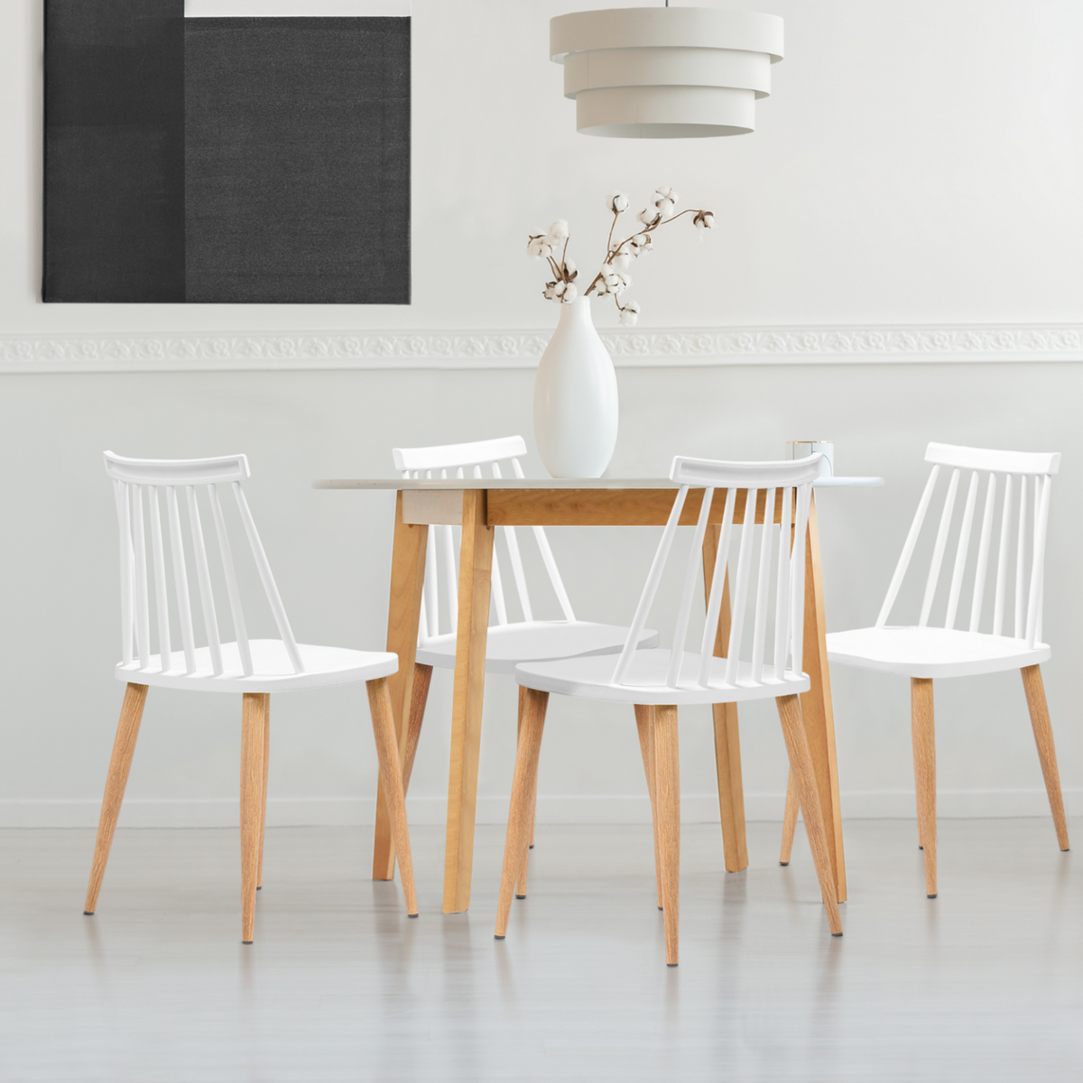 ID MARKET Lot de 4 chaises LILY blanches pour salle à manger